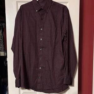 Van Heusen Men's plum Checkered Shirt large tall 16 1/2-17